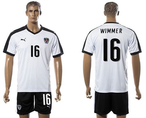 Austria #16 Wimmer White Away Soccer Country Jersey